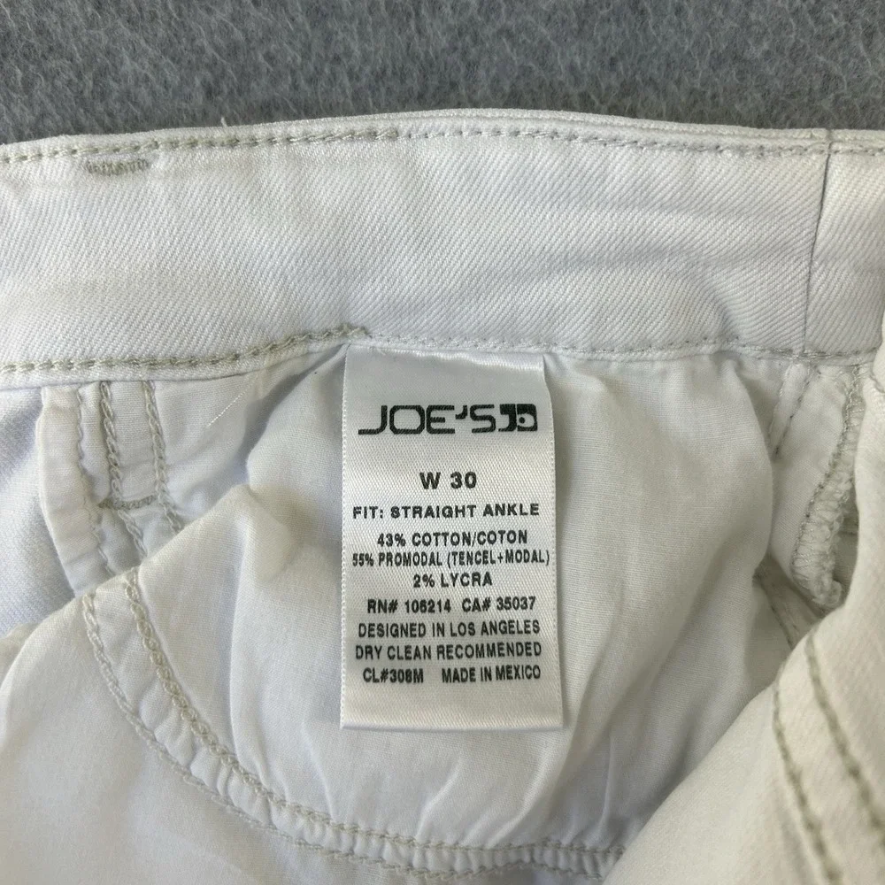 Joes Jeans Straight Ankle White Jeans Classic Denim Pennie Mid Rise Womens Sz 30
